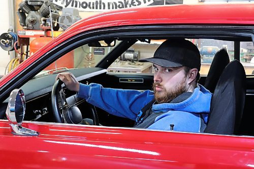 Ryan Villers gets behind the wheel of his 1971 Dodge Demon on Thursday morning in the RM of Cornwallis. (Kyle Darbyson/The Brandon Sun)  