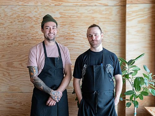 JESSICA LEE / WINNIPEG FREE PRESS

Chefs Keegan Misanchuk (left) and Michael Robins are photographed at One Sixteen restaurant on January 26, 2022.

Reporter: Eva + Ben S



