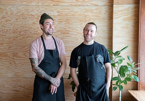 JESSICA LEE / WINNIPEG FREE PRESS

Chefs Keegan Misanchuk (left) and Michael Robins are photographed at One Sixteen restaurant on January 26, 2022.

Reporter: Eva + Ben S





