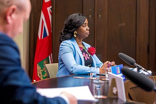 MIKAELA MACKENZIE / WINNIPEG FREE PRESS

Health minister Audrey Gordon speaks to media about public health orders and the health care system in Winnipeg on Friday, Jan. 28, 2022.  For Danielle/Tom story.
Winnipeg Free Press 2022.