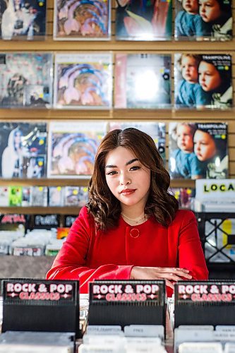 MIKAELA MACKENZIE / WINNIPEG FREE PRESS

Jovelle Balani, who just released her debut single &#x201c;Ode to a Lover,&quot; poses for a portrait at Into the Music in Winnipeg on Friday, Jan. 28, 2022.  For Janine LeGal story.
Winnipeg Free Press 2022.