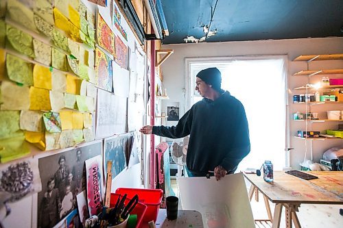 MIKAELA MACKENZIE / WINNIPEG FREE PRESS

Jordan Stranger shows artworks in his studio in the Exchange District in Winnipeg on Friday, Jan. 21, 2022. For Eva Wasney story.
Winnipeg Free Press 2022.