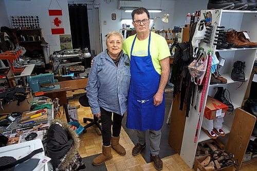 MIKE DEAL / WINNIPEG FREE PRESS
Genoveva and Nikolay Karapeneva in their shoe repair shop Wednesday morning.
moved to Winnipeg from Bulgaria in 2016, where their only daughter (and only grandson) were already living. The couple had been in the shoe-repair biz for most of their working lives already, so after spending close to a year learning how to speak English, they opened a shop in Old St. Vital and, during the height of COVID, got their Canadian citizenship during a Zoom ceremony.
See Dave Sanderson story
220202 - Wednesday, February 02, 2022.