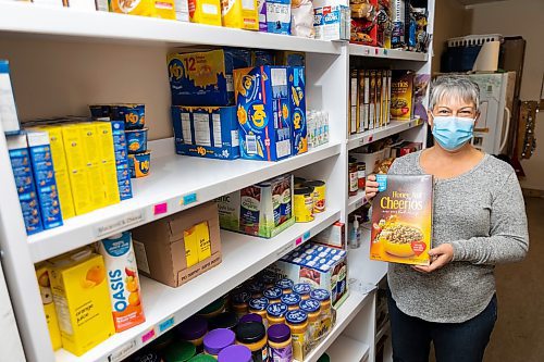 Minnedosa and Area Food Bank chairperson Carol Brown shows off the non-profits space in the United Church on Tuesday, Jan. 4.. (Chelsea Kemp/The Brandon Sun)