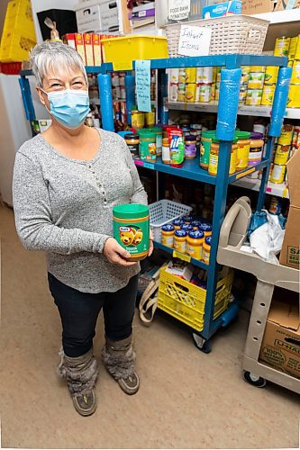 Minnedosa and Area Food Bank chairperson Carol Brown shows off the non-profits space in the United Church on Tuesday, Jan. 4.. (Chelsea Kemp/The Brandon Sun)