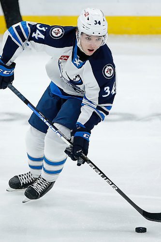 JOHN WOODS / WINNIPEG FREE PRESS
Manitoba Moose Ville Heinola (34) plays against the Texas Stars in downtown Winnipeg, Sunday, February 6, 2022. 

Re: McIntyre