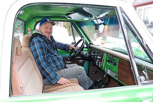 Gary Miller gets behind the wheel of his 1972 GMC truck on Wednesday morning in Brandon. On top of restoring this vintage truck from the frame up, Miller also incorporated bits and pieces from vehicles that belonged to his family members in this rebuild. This includes the steering wheel, which originally belonged to his oldest son's 1994 Chevrolet Blazer. (Kyle Darbyson/The Brandon Sun)