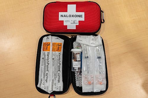 A Naloxone kit at Brandon Harm Reduction. (Chelsea Kemp/The Brandon Sun)