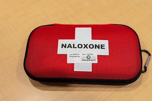 A Naloxone kit at Brandon Harm Reduction. (Chelsea Kemp/The Brandon Sun)