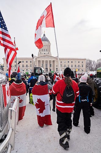 David Lipnowski / Winnipeg Free Press

Protesters attend the downtown freedom rally Saturday February 12, 2022 in downtown Winnipeg.