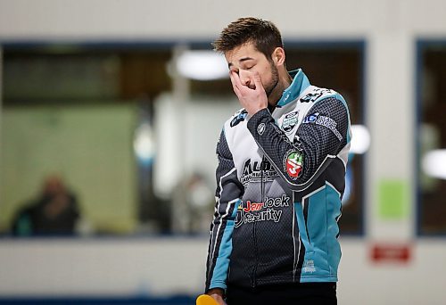 JOHN WOODS / WINNIPEG FREE PRESS
Colton Lott reacts to his shot as he plays Mike McEwen in the Manitoba Mens Curling Championship in Selkirk, Sunday, February 13, 2022. McEwen went on to defeat Lott.

Re: Allen