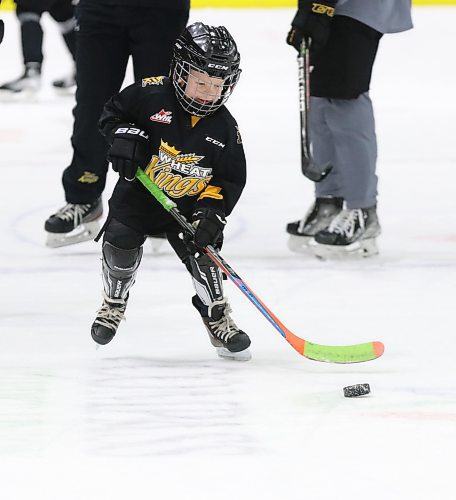 Four-year-old Finn Derlago skates with the puck after jumping on the ice following Brandon Wheat Kings practice on Sunday afternoon. The youngster is the son of assistant coach Mark Derlago. (Perry Bergson/The Brandon Sun)
Feb. 13, 2022