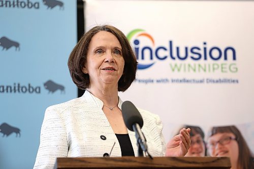 RUTH BONNEVILLE / WINNIPEG FREE PRESS

LOCAL - disabilities

Photo of  Janet Forbes with Inclusion, speaking at the event.  

Manitoba Government announces new funding for Adults with disabilities Thursday.

Speaking at the event was, Families Minister Rochelle Squires, Dale Kendel, chair, Vulnerable Persons Living with a Mental Disability Task Force and  Janet Forbes, executive director, at Inclusion Winnipeg.


Feb 16,  2022