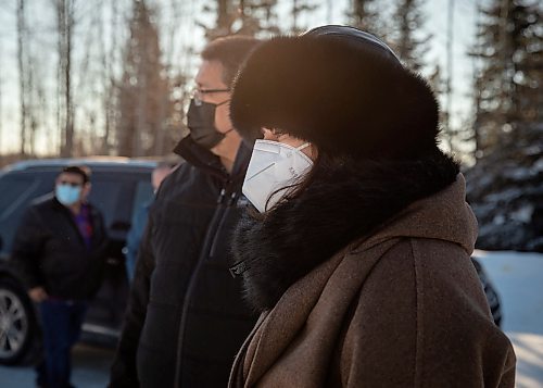 JESSICA LEE / WINNIPEG FREE PRESS

Premier Heather Stefanson looks at the site of where a house formerly was on February 16, 2022 at Cross Lake. A fire occurred on February 12, 2022 and took the lives of three children: Kolby North, 17, Jade North, 13 and Reid North, 3.

Reporter: Danielle
