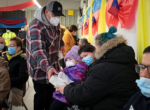 JESSICA LEE / WINNIPEG FREE PRESS

Amber Muskego (right), aunt of the children, is photographed with family at the Cross Lake Band Hall on February 16, 2022. The band hall meeting is held to remember the three children whose lives were lost on February 12, 2022 by a fire. Kolby North, 17, Jade North, 13 and Reid North, 3, perished in the fire.

Reporter: Danielle
