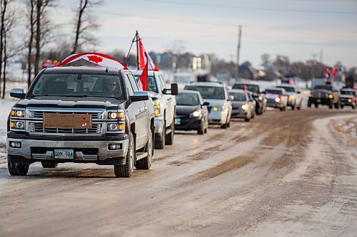 A convoy for freedom rolls out of Brandon Saturday morning. The protest was in support of truckers in Ottawa calling for an end to all public health measures. Manitoba Premier Heather Stefanson said at a press conference Friday proof of vaccine requirements will expire March 1 with masking mandates to follow on March 15. Capacity limits will be outright eliminated for outdoor gatherings and indoor spaces such as restaurants, gyms, libraries, casinos, movie theatres and other entertainment venues. The convoy departed Brandon and visited Carberry, Sidney, Austin, MacGregor, Portage la Prairie, Gladstone, Neepawa and Minnedosa. (Chelsea Kemp/The Brandon Sun)