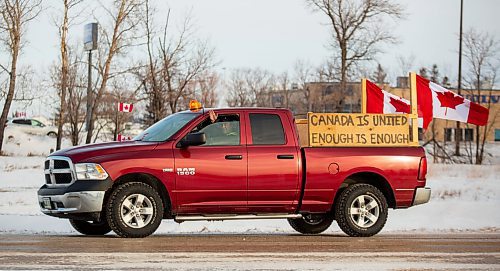 A convoy for freedom rolls out of Brandon Saturday morning. The protest was in support of truckers in Ottawa calling for an end to all public health measures. Manitoba Premier Heather Stefanson said at a press conference Friday proof of vaccine requirements will expire March 1 with masking mandates to follow on March 15. Capacity limits will be outright eliminated for outdoor gatherings and indoor spaces such as restaurants, gyms, libraries, casinos, movie theatres and other entertainment venues. The convoy departed Brandon and visited Carberry, Sidney, Austin, MacGregor, Portage la Prairie, Gladstone, Neepawa and Minnedosa. (Chelsea Kemp/The Brandon Sun)