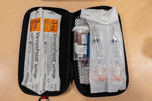 A Naloxone kit at Brandon Harm Reduction. (Chelsea Kemp/The Brandon Sun)