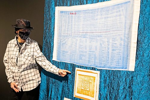 Artist Mary Anne Barkhouseճ attends the opening of her exhibit opimihaw at the Art Gallery of Southwest Manitoba Thursday. (Chelsea Kemp/The Brandon Sun)