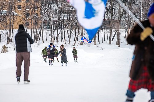 MIKAELA MACKENZIE / WINNIPEG FREE PRESS

Folks participate in the Great Canadian Kilt Skate, put on by the St. Andrew&#x573; Society of Winnipeg, at The Forks in Winnipeg on Monday, Feb. 21, 2022. Last year Winnipeg won the national title as kilt skate capital of Canada. Standup.
Winnipeg Free Press 2022.