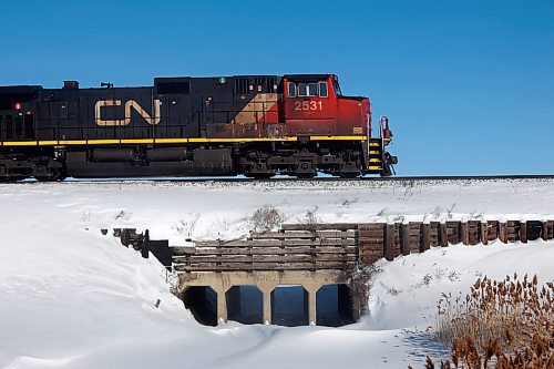 22022022
A Canadian National Railway train makes its way east through the prairies east of Brandon on Tuesday morning. 
(Tim Smith/The Brandon Sun)