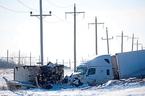 24022022
A collision involving approximately two dozen vehicles took place on the Trans Canada Highway east of Griswold, Manitoba shutting down the highway again on Thursday. The extremely icy conditions caused several vehicles to go off the road on the Trans Canada Highway around Griswold in addition to the several vehicle collision. (Tim Smith/The Brandon Sun)