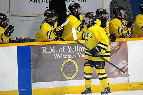 Yellowhead Chiefs forward Darbi Poole scored three goals during her team's opening round sweep of the Eastman Selects. (Lucas Punkari/The Brandon Sun)