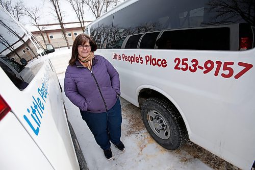 JOHN WOODS / WINNIPEG FREE PRESS
Carol Jones, executive director of Little People&#x573; Place Daycare, is photographed with her vandalized childcare vans Tuesday, March 8, 2022. The childcare staff discovered that the gas tanks of their three vehicles were drilled and drained.