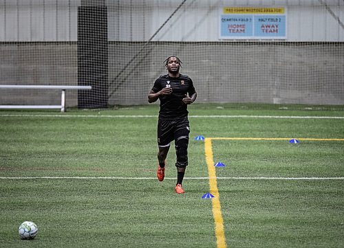 JESSICA LEE / WINNIPEG FREE PRESS

Andrew Jean-Baptiste is photographed during Valour FC soccer practice on March 8, 2022 at Winnipeg Soccer Federation South.

Reporter: Taylor



