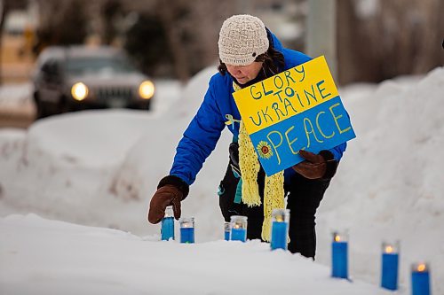 Brandonites march in support of Ukraine on Saturday. The rally saw hundreds meet at Brandon University and make their way to Brandon City Hall. (Chelsea Kemp/The Brandon Sun)