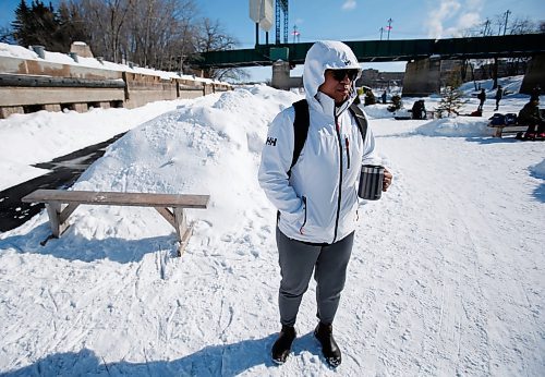 JOHN WOODS / WINNIPEG FREE PRESS
Yifan Liang speaks about the Manitoba&#x2019;s new mask mandates at the Forks Sunday, March 13, 2022.