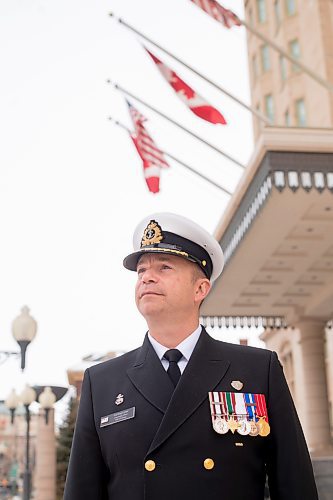 Mike Sudoma / Winnipeg Free Press
Commander of the HMCS Winnipeg, Doug Layton outside of the Fort Garry Hotel Tuesday afternoon while on an annual visit
March 15, 2022