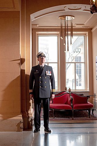 Mike Sudoma / Winnipeg Free Press
Commander of the HMCS Winnipeg, Doug Layton at the Fort Garry Hotel Tuesday afternoon while on an annual visit
March 15, 2022