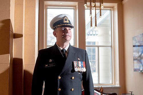 Mike Sudoma / Winnipeg Free Press
Commander of the HMCS Winnipeg, Doug Layton at the Fort Garry Hotel Tuesday afternoon while on an annual visit
March 15, 2022