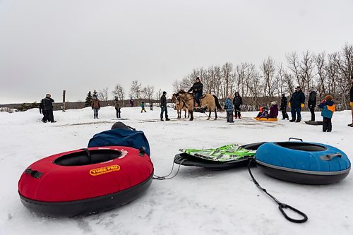 Guests participate in a day of skijoring during a fundraiser at Turtle Mountain Bible Camp Saturday. (Chelsea Kemp/The Brandon Sun)