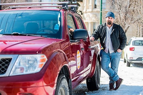 MIKAELA MACKENZIE / WINNIPEG FREE PRESS

William Belford, fleet manager for Peg City Car Co-op, poses for a portrait with the truck that had gas siphoned out of the tank in Winnipeg on Wednesday, March 16, 2022. For Erik story.
Winnipeg Free Press 2022.