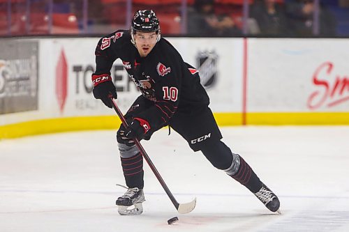 Moose Jaw Warrior Daemon Hunt takes on the Brandon Wheat Kings in a Western Hockey League game Tuesday at Westoba Place. (Chelsea Kemp/The Brandon Sun)