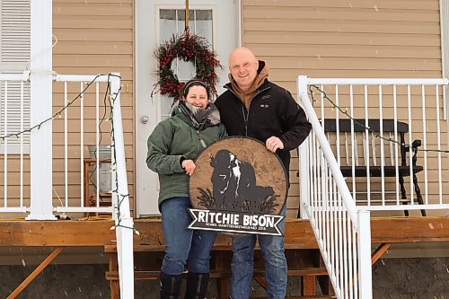 Bridie and Jim Ritchie operate Ritchie Bison based near Souris. Over the winter, the farm family has doubled their bison herd from 30 to 60 and is embracing the challenge of managing the farm, in addition to managing their time as a 911 call operator and police officer, respectively. (Joseph Bernacki/Brandon Sun)