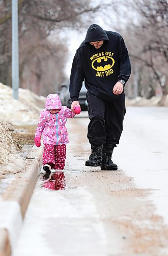 RUTH BONNEVILLE / WINNIPEG FREE PRESS

Standup - Puddle walk with dad

Three-year-old, Alexis McKechnie-Rousseau takes her dad, Tom Rousseau, on a puddle finding adventure while out for a mid-morning walk on Lindsay street on Wednesday. 

March 23rd,  2022
