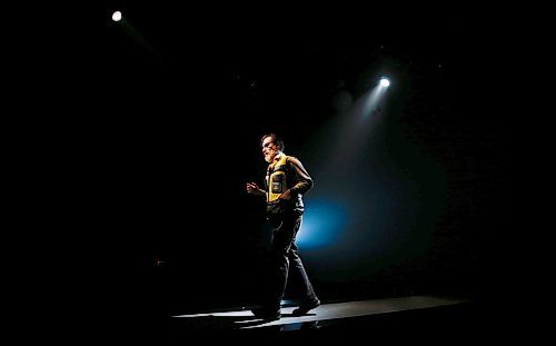 JOHN WOODS / WINNIPEG FREE PRESS
Christopher Morris, playwright and actor of The Runner, rehearses on a treadmill at the Tom Hendry Warehouse Theatre Tuesday, March 29, 2022. The one person play runs until April 16.
Re: ?