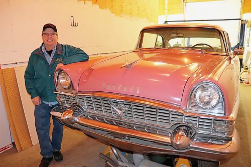 Souris resident Carman Tufts showcases his 1955 Packard 400 on Thursday morning. Tufts said he is hoping to get this classic car road ready by at least the summer of 2023. (Kyle Darbyson/The Brandon Sun)