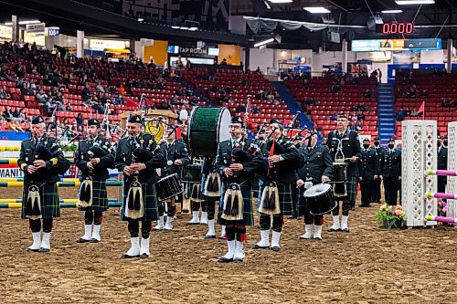 CFB Shilo 2PPCLI, Brandon Police Services and others in uniform are honoured at Hero&#x573; Night during the opening ceremonies of the Royal Manitoba Winter Fair Monday. (Chelsea Kemp/The Brandon Sun)