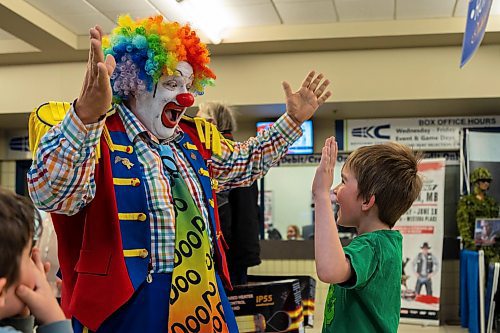 Doodles the Clown greets guests at the Keystone Centre Thursday. (Chelsea Kemp/The Brandon Sun)