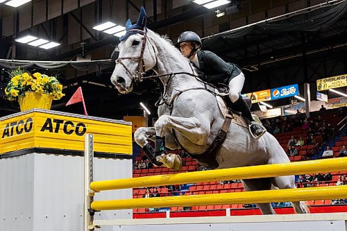 Danielle Urban and VDL Byacinthe compete for the ATCO Cup at the Royal Manitoba Winter Fair Thursday at Westoba Place. (Chelsea Kemp/The Brandon Sun)