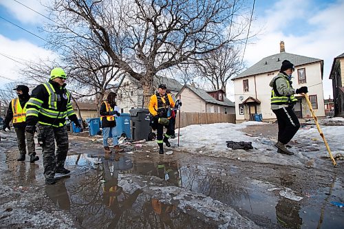 Daniel Crump / Winnipeg Free Press. Members of Bear Clan Patrol search an area near Selkirk Ave for 10-year-old Brody Bruce. Bruce was last seen on Tuesday, March 29, in St. Vital. April 2, 2022.