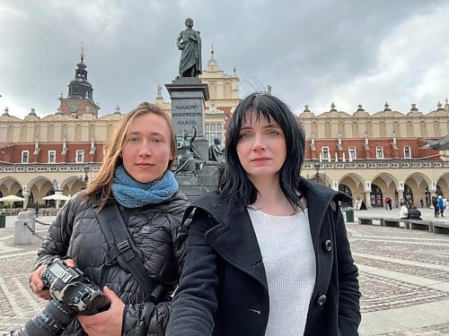 Winnipeg Free Press photojournalist Mikaela MacKenzie and writer Melissa Martin in Krakow, Poland.

