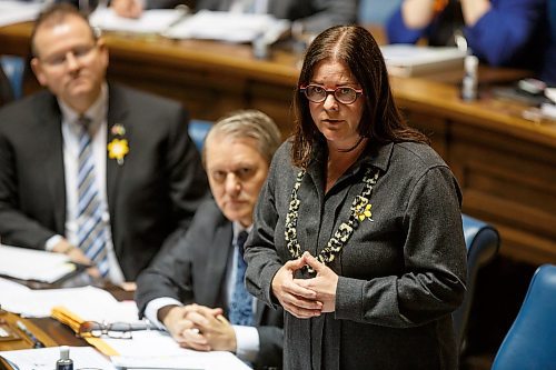 MIKE DEAL / WINNIPEG FREE PRESS
Premier Heather Stefanson during question period in the Manitoba Legislative building Monday afternoon.
220404 - Monday, April 04, 2022.