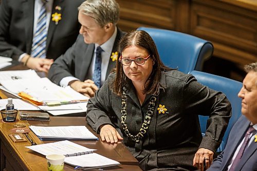 MIKE DEAL / WINNIPEG FREE PRESS
Premier Heather Stefanson during question period in the Manitoba Legislative building Monday afternoon.
220404 - Monday, April 04, 2022.