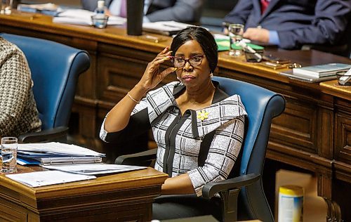 MIKE DEAL / WINNIPEG FREE PRESS
Health Minister Audrey Gordon during question period in the Manitoba Legislative building Monday afternoon.
220404 - Monday, April 04, 2022.