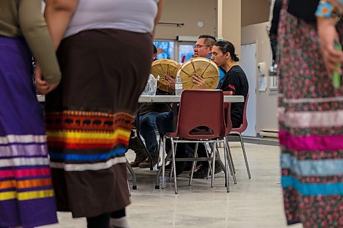 Guests dance at the Kahomani &#x201c;Bringing Communities Together&#x201d; at the Mahkaday Ginew Memorial Centre Saturday. (Chelsea Kemp/The Brandon Sun)